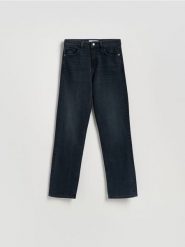 Jeansy straight fit - granatowy. Niebieskie jeansy Reserved, bez wzorów. Za 139.99 zł.