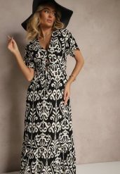 Czarna Wiskozowa Sukienka z Abstrakcyjnym Wzorem Tuledia. Czarne sukienki Renee, na co dzień, na lato, l, bez wzorów, z wiskozy, eleganckie, bez kołnierzyka, bez ramiączek, maxi. Za 49.99 zł.