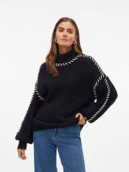 Vero Moda Golf w kolorze czarnym rozmiar: L. Czarne golfy Vero Moda, l, z aplikacjami, bez ramiączek. Za 140.95 zł.
