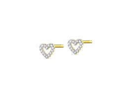 Kolczyki z żółtego złota z diamentami - serca - 0,06 ct - próba 375. Żółte kolczyki Apart, z diamentem, złote. Za 799.00 zł.