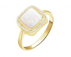 Złoty pierścionek z opalitem i cyrkoniami. Żółte pierścionki Apart, z cyrkonią, złote. Za 3,999.00 zł.