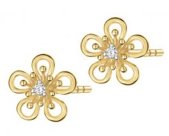 Kolczyki z żółtego złota z brylantami - kwiaty - 0,03 ct - próba 375. Żółte kolczyki Apart, z brylantem, złote. Za 1,590.00 zł.