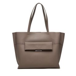 Torebka Calvin Klein. Brązowe shopper Calvin Klein, bez wzorów, bez dodatków. Za 379.99 zł.