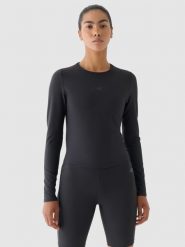 4F Longsleeve treningowy szybkoschnący damski - szary XL. Szare koszulki sportowe 4f, bez wzorów, z dzianiny, bez ramiączek, na fitness i siłownię. W wyprzedaży za 59.99 zł.