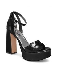 Nine West Sandały Aahida ZL23002CC Czarny. Czarne sandały Nine West, bez wzorów, ze skóry, bez obcasa, na słupku, bez zapięcia. Za 199.99 zł.