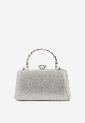 Srebrna Koktajlowa Torebka z Uchwytem Ozdobiona Cyrkoniami Zaricelle. Szare torby na ramię Born2be, bez wzorów, eleganckie, na ramię, małe, bez dodatków. Za 119.99 zł.