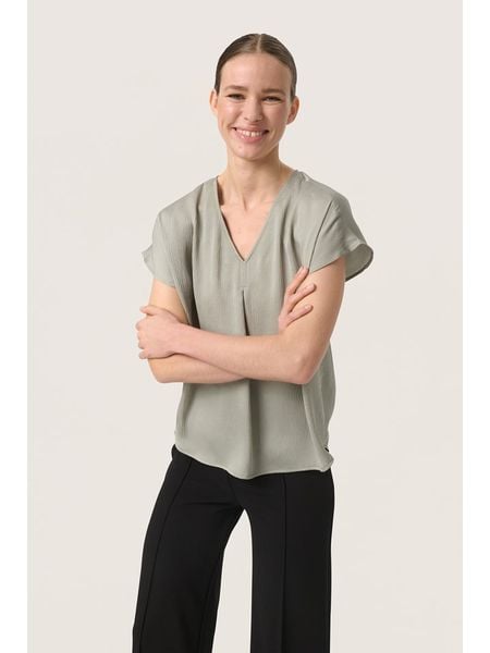 SAINT TROPEZ Bluzka "Loana Marija" w kolorze szarym rozmiar: L. Szare bluzki Saint Tropez, l, bez wzorów, bez kołnierzyka, bez ramiączek. Za 103.45 zł.