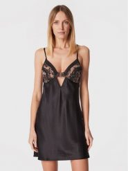 Chantelle X Koszula nocna T01GD0 Czarny Regular Fit. Czarne koszule nocne Chantelle X, m, bez wzorów, z jedwabiu, bez ramiączek. Za 679.99 zł.
