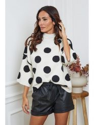 So Cachemire Sweter "Fuzia" w kolorze kremowo-czarnym rozmiar: S. Brązowe swetry So Cachemire, s, bez wzorów, ze splotem, bez ramiączek. Za 157.35 zł.