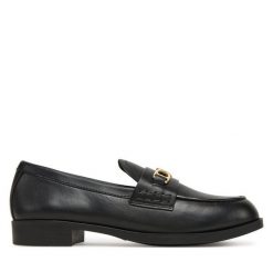 Lordsy LOVE MOSCHINO. Czarne lordsy Love Moschino, bez wzorów, bez obcasa, bez zapięcia. Za 849.99 zł.