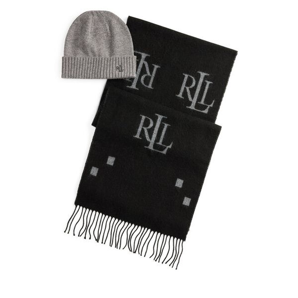 Zestaw Szalik i Czapka LAUREN RALPH LAUREN. Czarne czapki Lauren Ralph Lauren, bez wzorów. Za 399.99 zł.