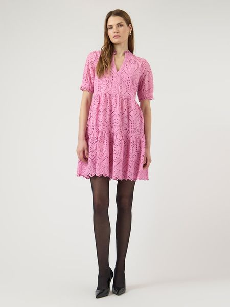 YAS Sukienka w kolorze jasnoróżowym rozmiar: S. Różowe sukienki YAS, s, bez wzorów, z bawełny, bez kołnierzyka, bez ramiączek, mini. Za 179.95 zł.