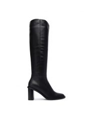 Max Mara Kozaki 25247962926 Czarny. Czarne kozaki Max Mara, ze skóry, bez obcasa, na słupku, bez zapięcia. Za 4,869.00 zł.