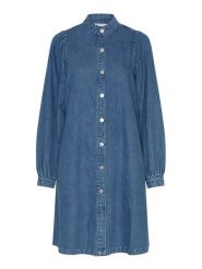 MOSS COPENHAGEN Sukienka dżinsowa w kolorze niebieskim rozmiar: L. Niebieskie sukienki Moss Copenhagen, na co dzień, l, bez wzorów, z bawełny, bez kołnierzyka, bez ramiączek, midi, proste. Za 202.03 zł.