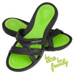 Klapki basenowe damskie PANAMA. Zielone klapki Aqua-Speed, bez wzorów, bez obcasa. Za 69.99 zł.