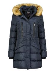 Geographical Norway Płaszcz zimowy "Boxe" w kolorze granatowym rozmiar: L. Niebieskie płaszcze Geographical Norway, na zimę, l, bez wzorów, z puchu, bez kaptura. Za 243.27 zł.