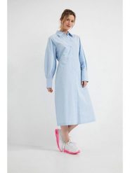 Josephine & Co Sukienka "Dex" w kolorze błękitnym rozmiar: 34. Niebieskie sukienki Josephine & Co, na co dzień, bez wzorów, z bawełny, bez kołnierzyka, bez ramiączek, maxi, proste. Za 202.50 zł.