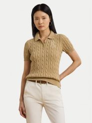 LAUREN RALPH LAUREN Sweter 200932224011 Beżowy Slim Fit. Brązowe swetry Lauren Ralph Lauren, m, bez wzorów, z bawełny, bez ramiączek. Za 719.99 zł.