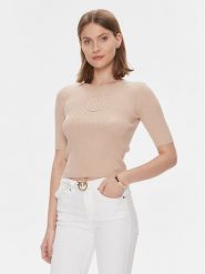 Pinko Sweter Tritone Maglia . 102017 A1KW Beżowy Slim Fit. Brązowe swetry Pinko, l, bez wzorów, z bawełny, bez ramiączek. Za 469.99 zł.