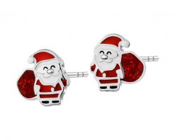 Kolczyki srebrne z emalią - święty Mikołaj. Szare kolczyki Apart, srebrne. Za 99.00 zł.