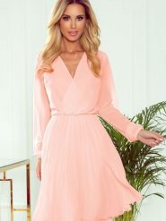 Sukienka Model Isabelle 313-2 Brzoskwinia - Numoco. Pomarańczowe sukienki Numoco, l, bez wzorów, z elastanu, bez kołnierzyka, plus size, bez ramiączek, rozkloszowane. Za 365.50 zł.