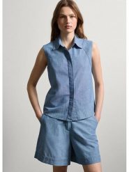 STEFANEL Bluzka w kolorze błękitnym rozmiar: XS. Niebieskie bluzki Stefanel, xs, bez wzorów, z bawełny, bez kołnierzyka, bez ramiączek. Za 104.99 zł.