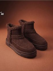 Skórzane śniegowce - brązowy. Brązowe trapery i śniegowce Sinsay. Za 119.99 zł.