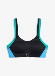 Biustonosz sportowy wyściełany o średnim stopniu podtrzymywania. Czarne bielizna sportowa bonprix, xl, bez wzorów. Za 37.99 zł.