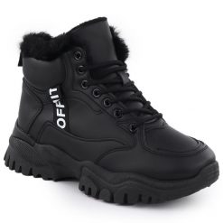 Sneakersy damskie ocieplane na grubej podeszwie czarne News 9121. Czarne botki NEWS, bez wzorów, ze skóry ekologicznej, bez obcasa, bez zapięcia. Za 149.99 zł.