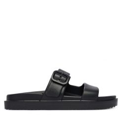 Klapki Tommy Hilfiger. Czarne klapki TOMMY HILFIGER, bez wzorów, bez obcasa. Za 209.99 zł.