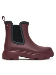 Tommy Hilfiger Kalosze Flag Ankle Warm Lining FW0FW08974 Bordowy. Czerwone kalosze TOMMY HILFIGER, bez wzorów, z kauczuku. Za 469.99 zł.
