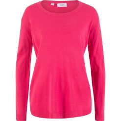 Ciepły sweter bonprix różowy hibiskus. Czerwone swetry bonprix, bez wzorów, bez ramiączek. Za 37.99 zł.