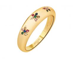 Pierścionek z mosiądzu pozłacany z cyrkoniami - kwiaty. Pierścionki Artelioni, z cyrkonią, pozłacane. Za 129.00 zł.