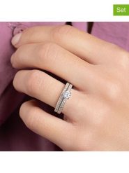 L'atelier précieux Srebrne pierścionki (2 szt.) z cyrkoniami rozmiar: 58. Szare pierścionki l'Atelier precieux, z cyrkonią, srebrne. Za 173.99 zł.