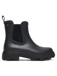 Tommy Hilfiger Kalosze Flag Ankle Warm Lining FW0FW08974 Czarny. Czarne kalosze TOMMY HILFIGER, bez wzorów, z kauczuku. Za 469.99 zł.