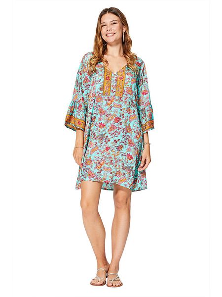 Aller Simplement Sukienka w kolorze turkusowo-pomarańczowym rozmiar: 34-40. Brązowe sukienki Aller Simplement, na co dzień, bez wzorów, klasyczne, bez kołnierzyka, bez ramiączek, midi, proste. Za 57.20 zł.