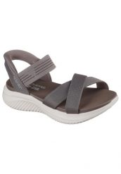 Sandały SKECHERS SLIP - INS ULTRA FLEX 3.0 Szary. Szare sandały Skechers, bez wzorów, z materiału, klasyczne, bez obcasa, bez zapięcia. Za 296.99 zł.