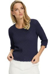 Heine Sweter w kolorze granatowym rozmiar: 42. Niebieskie swetry Heine, bez wzorów, z bawełny, bez ramiączek. Za 73.95 zł.
