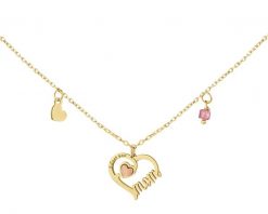 Naszyjnik srebrny z cyrkoniami, szlifowanym szkłem - serca, mama, love. Szare naszyjniki Apart, z cyrkonią, pozłacane. Za 259.00 zł.