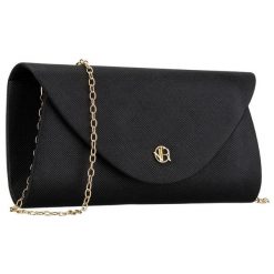 Brokatowa kopertówka damska wykonana z tkaniny syntetycznej w czarnym kolorze Rovicky R-XS029-2. Czarne kopertówki ROVICKY, bez wzorów, z syntetyku, bez dodatków. Za 45.00 zł.