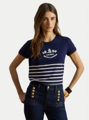 LAUREN RALPH LAUREN T-Shirt 200B21056001 Granatowy Relaxed Fit. Niebieskie t-shirty Lauren Ralph Lauren, xl, bez wzorów, z bawełny, bez kołnierzyka, bez ramiączek. Za 435.99 zł.