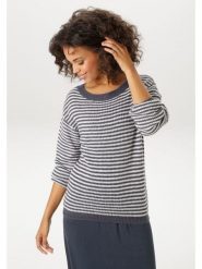 Aniston Sweter w kolorze granatowo-białym rozmiar: 40. Niebieskie swetry Aniston, bez wzorów, ze splotem, bez ramiączek. Za 130.99 zł.