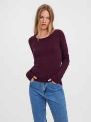 Vero Moda Sweter w kolorze bordowym rozmiar: XS. Różowe swetry Vero Moda, xs, bez wzorów, z bawełny, bez ramiączek. Za 74.95 zł.