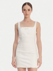 Guess Jeans Sukienka jeansowa W6GK00 D7871 Écru Regular Fit. Białe sukienki Guess Jeans, xxl, z aplikacjami, z bawełny, bez kołnierzyka, bez ramiączek. Za 439.99 zł.