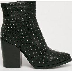 Answear - Botki Ideal Shoes. Czarne botki ANSWEAR, bez wzorów, z materiału, bez obcasa, na obcasie, bez zapięcia. W wyprzedaży za 139.90 zł.