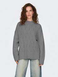 ONLY Sweter w kolorze szarym rozmiar: XL. Szare swetry Only, xl, bez wzorów, ze splotem, bez ramiączek. Za 112.45 zł.