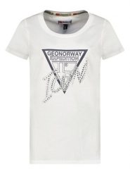Geographical Norway Koszulka "Jalimar" w kolorze białym rozmiar: M. Białe bluzki Geographical Norway, m, bez wzorów, bez kołnierzyka, bez ramiączek. Za 61.89 zł.