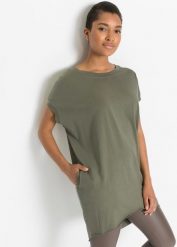 Długi T-shirt z czystej bawełny. Czerwone t-shirty bonprix, bez wzorów, z bawełny, bez kołnierzyka, bez ramiączek. Za 59.99 zł.