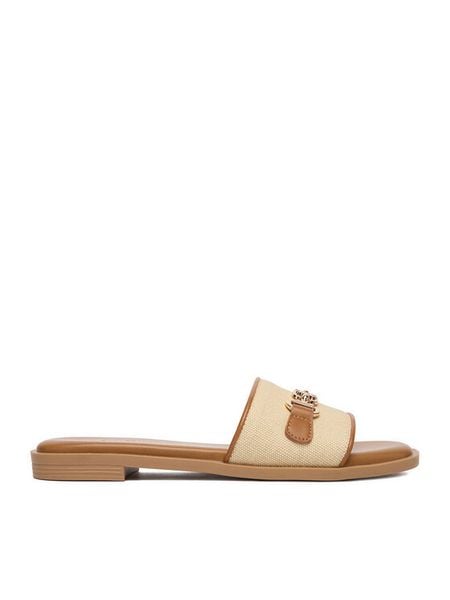 Nine West Klapki CEO-678322-84 Beżowy. Brązowe klapki Nine West, bez wzorów, z materiału, bez obcasa. Za 149.99 zł.