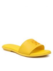 Tommy Hilfiger Klapki Th Pop Mule FW0FW07097 Żółty. Żółte klapki TOMMY HILFIGER, bez wzorów, ze skóry, bez obcasa. Za 249.99 zł.